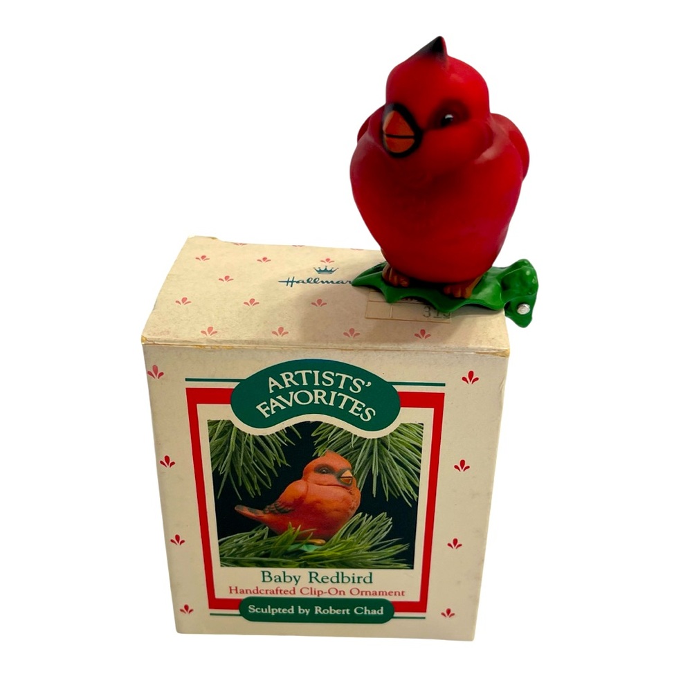 Hallmark 1988 Baby Redbird Cardinal Red Bird Clip-on Christmas Ornament In Box